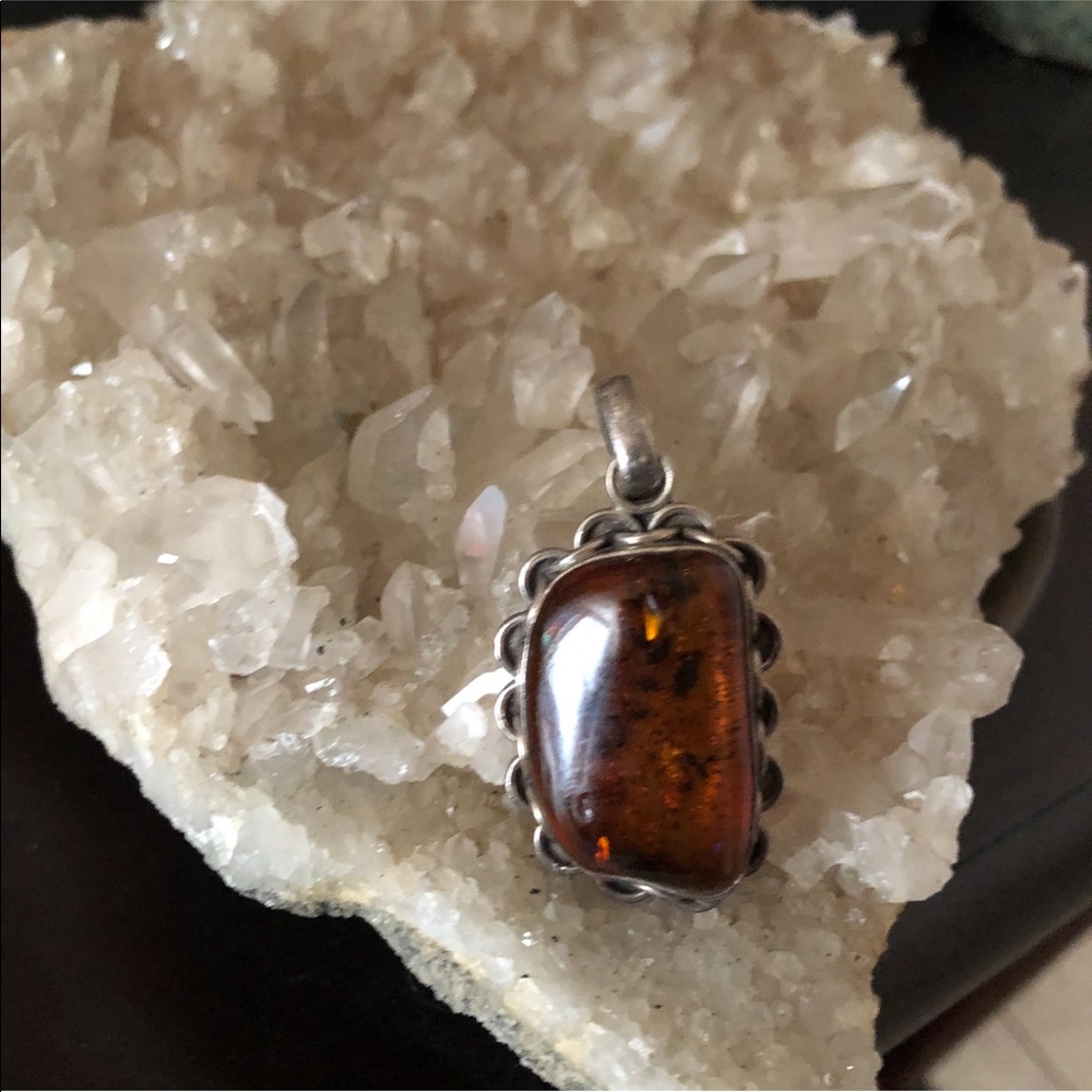Sterling Silver Amber Pendant
